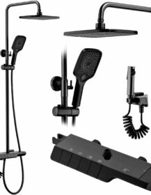 3 Way Wall-mounted shower set  Black Finished