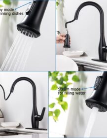 Kitchen Faucet with Pull Down Sprayer Matte Black (hot & cold)