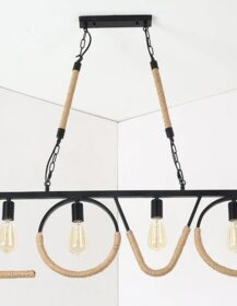 Love Design Ceiling Light Metal Shade with Jute Rope Hanging